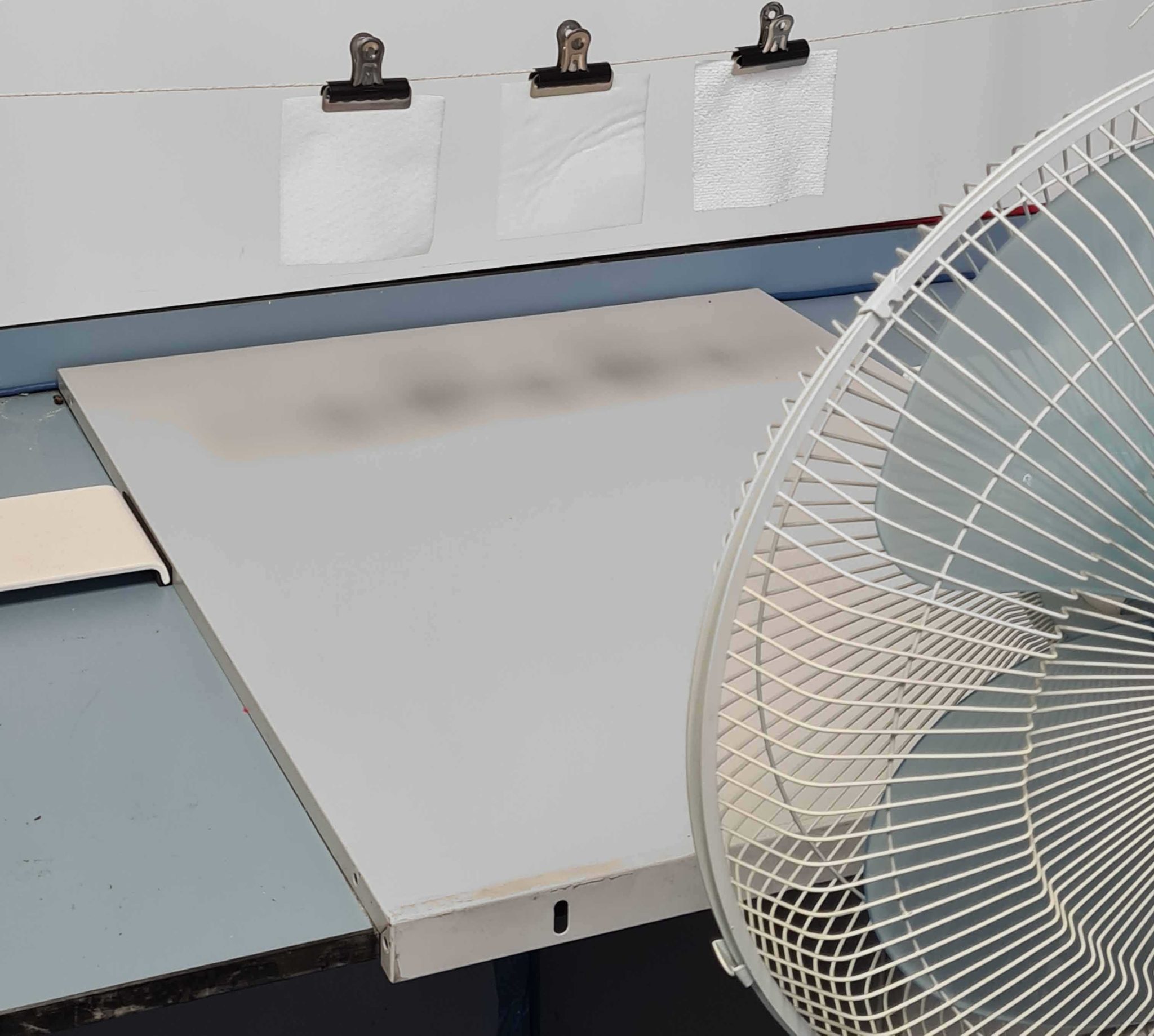 Fabric drying from a fan